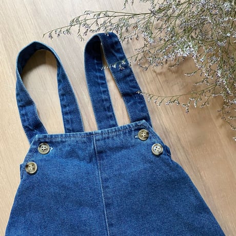 <即納/残りわずか>デニムサロペットショートパンツ