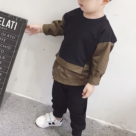 <即納/80size/100sizeのみ>バイカラーセットアップ