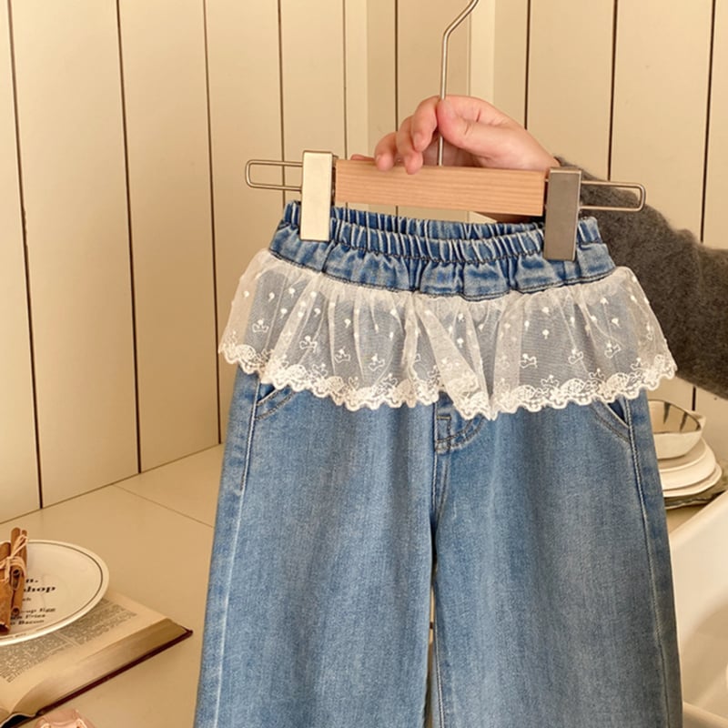 予約商品>KIDS レース付きデニムパンツ | SQUSQU