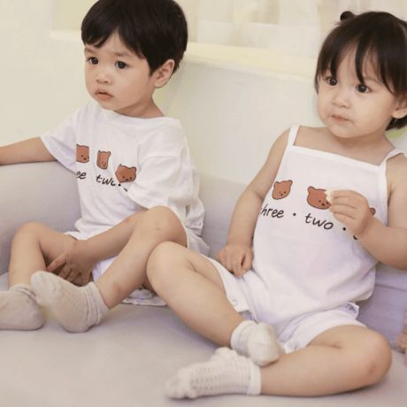 <即納/80sizeのみ>KIDSくまさん半袖トップス