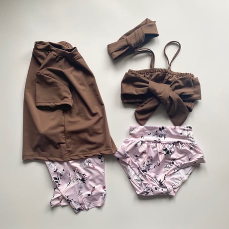 <即納/残り110sizeのみ>flower swim suit setup