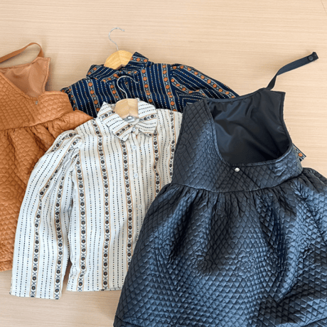 <即納/残りわずか>ワンショルダーワンピース+裏起毛花柄シャツSET