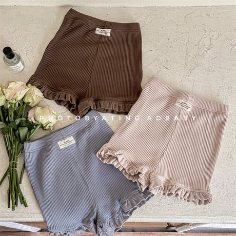 <予約商品/80㎝-130㎝>GIRLSフリルリブショートパンツ