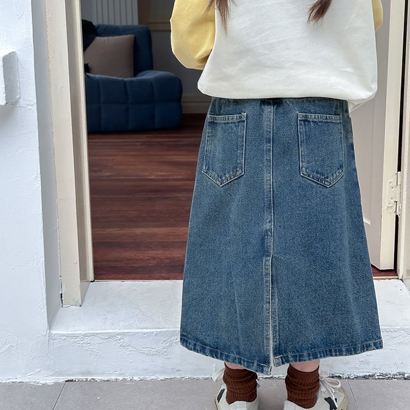 予約商品>GIRLS デニムロングスカート | SQUSQU