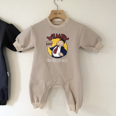 <即納/66size/90sizeのみ>アメコミ風ロンパース