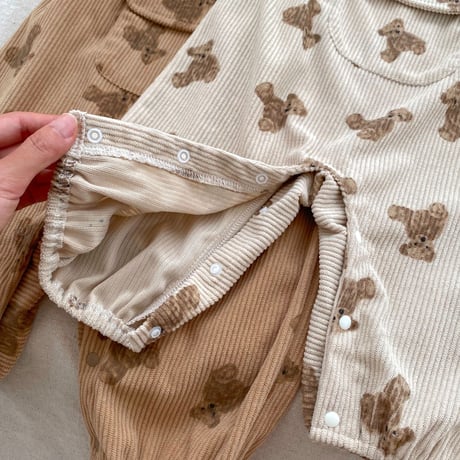 <予約商品/66㎝-100㎝>BABYくまさんコーデュロイサロペット