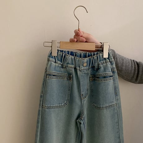 <予約商品/110㎝-160㎝>GIRLSワイドデニムパンツ