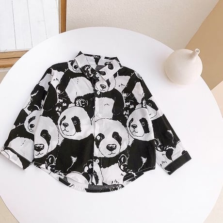 <即納/80㎝/110㎝のみ>BOYS PANDA長袖シャツ