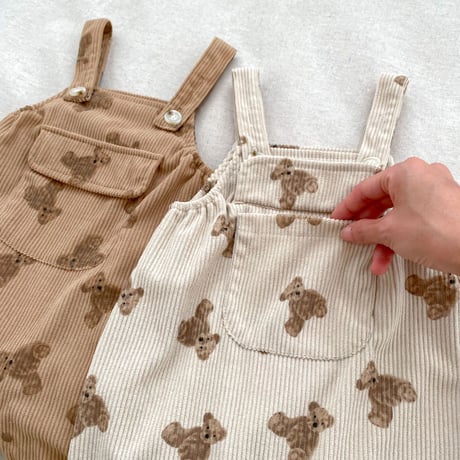 <予約商品/66㎝-100㎝>BABYくまさんコーデュロイサロペット