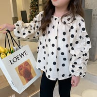 <即納/120cm/130cm>GIRLS袖ボリュームドットブラウス