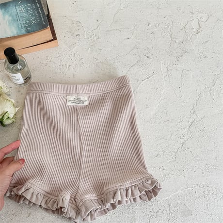 <予約商品/80㎝-130㎝>GIRLSフリルリブショートパンツ
