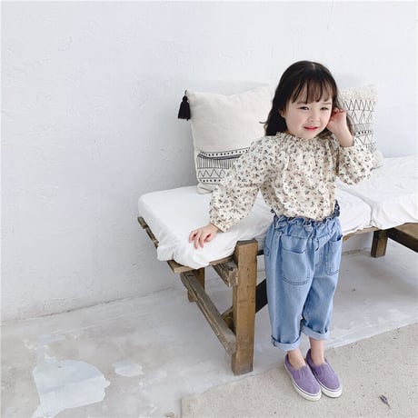 <即納>KIDS花柄フリル薄手ブラウス