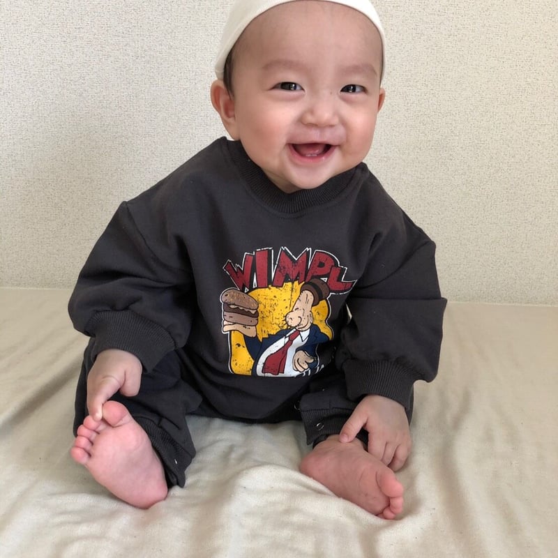 即納/66size/90sizeのみ>アメコミ風ロンパース | SQUSQU