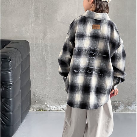 <予約商品/120size～160size>チェックロゴ長袖シャツ