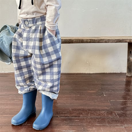<予約商品/80size-130size>ギンガムチェックパンツ