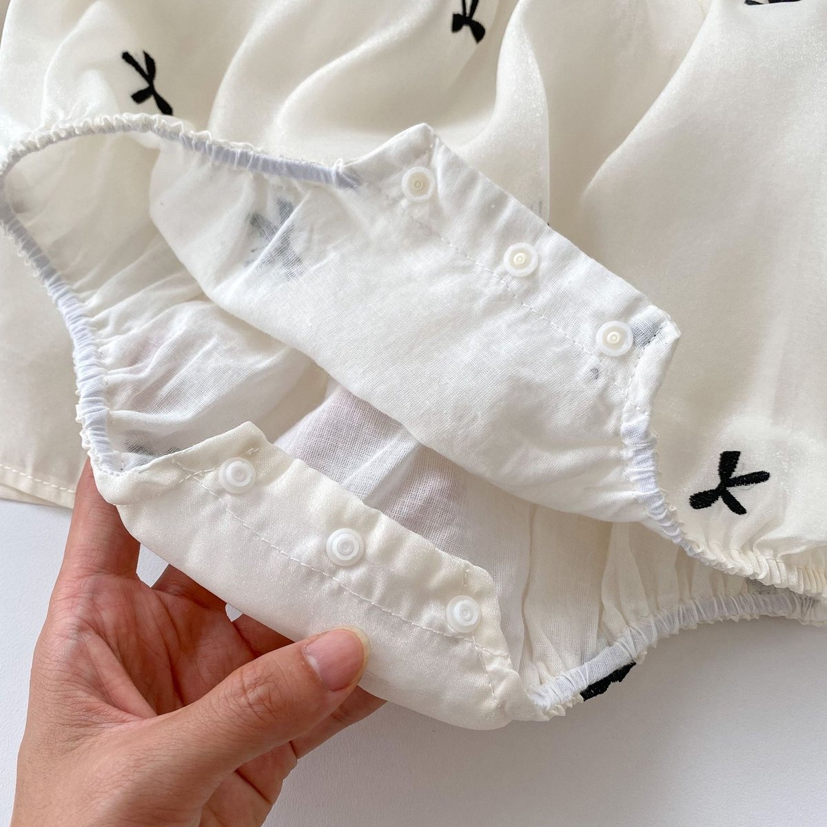 ★完売品★ 【BABY】リボン柄ロンパース 予約商品/66㎝-90㎝>リボン柄ロンパース | SQUSQU