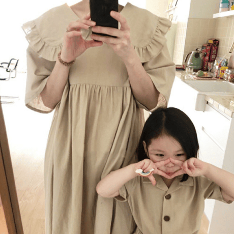 <即納>mama's cotton linen  dress