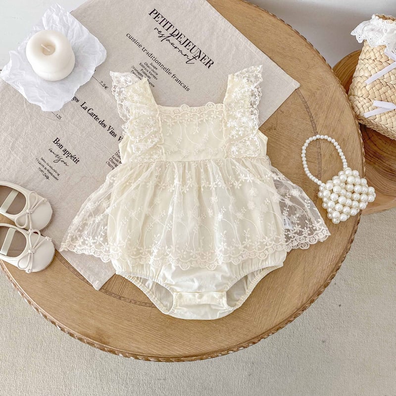 予約商品>BABY 花柄レースロンパース | SQUSQU