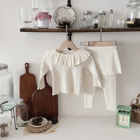 <予約商品/73㎝-110㎝>BABY ＆KIDS リブフリルセットアップ