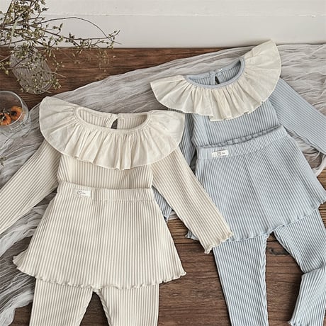 <予約商品/73㎝-110㎝>BABY ＆KIDS リブフリルセットアップ
