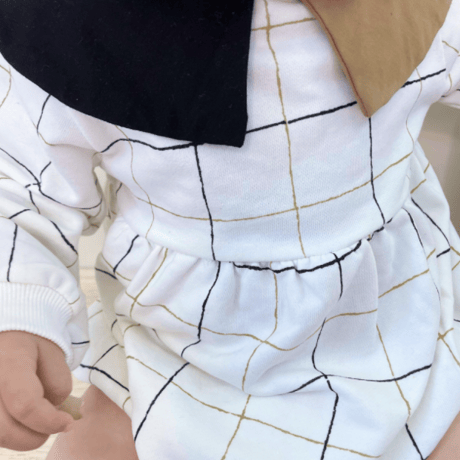 <即納/73size>バイカラーチェックロンパース