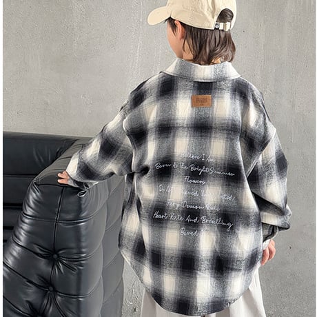 <予約商品/120size～160size>チェックロゴ長袖シャツ