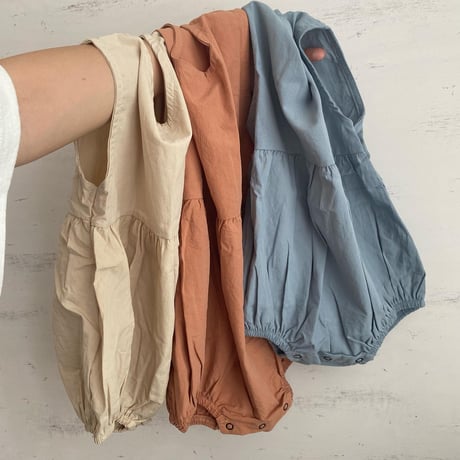 <即納/80size/100sizeのみ>くすみカラーロンパース