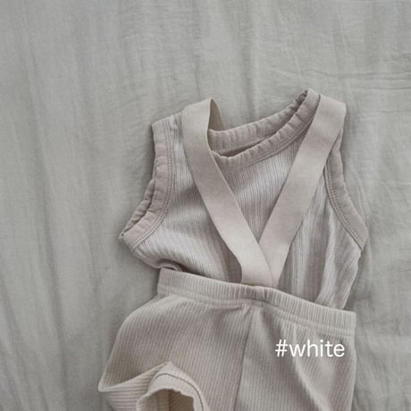 <即納/white 73のみ>柔らかリブショルダーパンツ