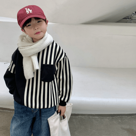 <即納/90sizeのみ>ストライププルオーバー