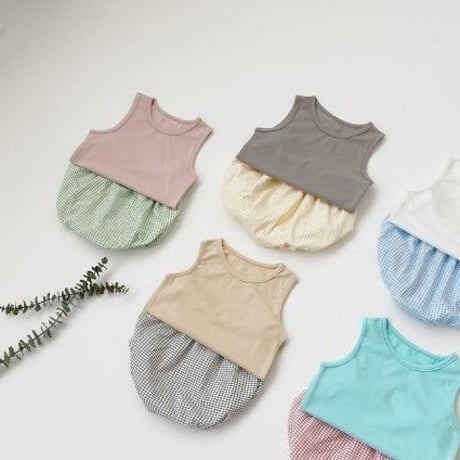 <即納>BABY ginghamカラーセットアップ