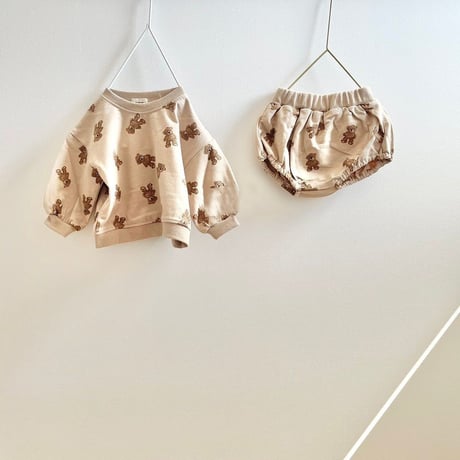 <即納/brown90のみ>くまさん長袖セットアップ