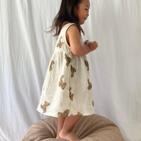 <即納/90sizeのみ>GIRLSくまさんワンピース