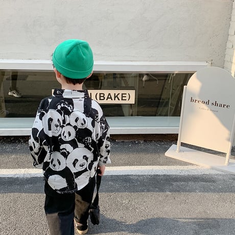 <即納/80㎝/110㎝のみ>BOYS PANDA長袖シャツ