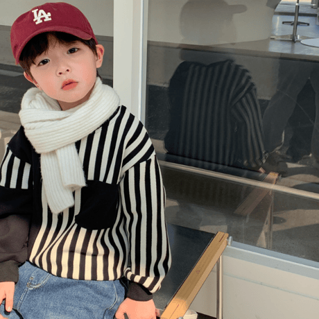 <即納/90sizeのみ>ストライププルオーバー