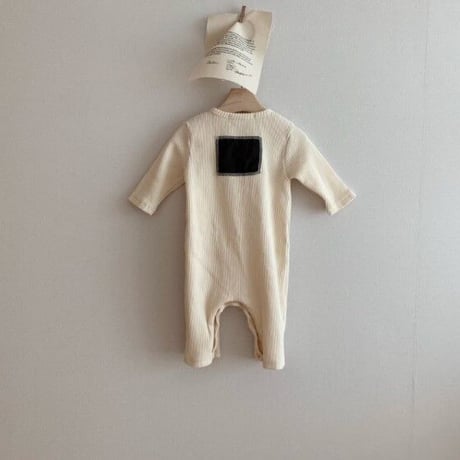 <即納/BABY>スクエアパッチロンパース