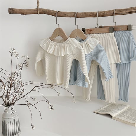 <予約商品/73㎝-110㎝>BABY ＆KIDS リブフリルセットアップ