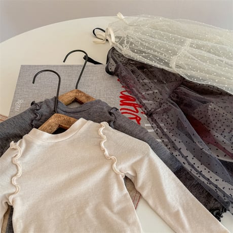 <予約商品/80size～130size>チュールワンピース+トップスセット