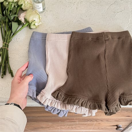 <予約商品/80㎝-130㎝>GIRLSフリルリブショートパンツ