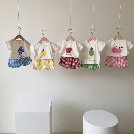 <即納/100sizeのみ>BABY&KIDS フルーツセットアップ(レッド)