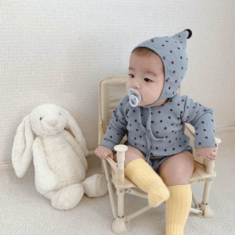 予約商品/即納あり>ドットリブロンパース×帽子セット | SQUSQU