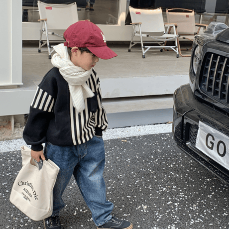 <即納/90sizeのみ>ストライププルオーバー