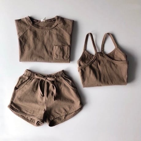 <即納/110㎝/120㎝のみ>くすみカラーセットアップ+キャミソール