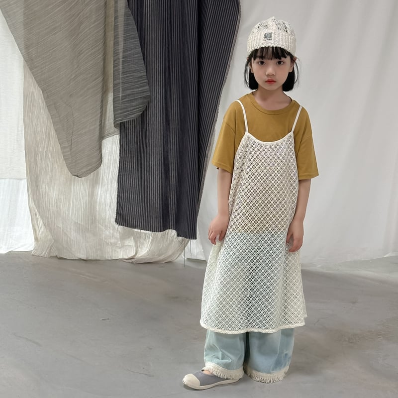 予約商品/90size~120size/単品あり>メッシュワンピース+デニム 予約商品/90size~120size/単品あり>メッシュワンピース+デニム