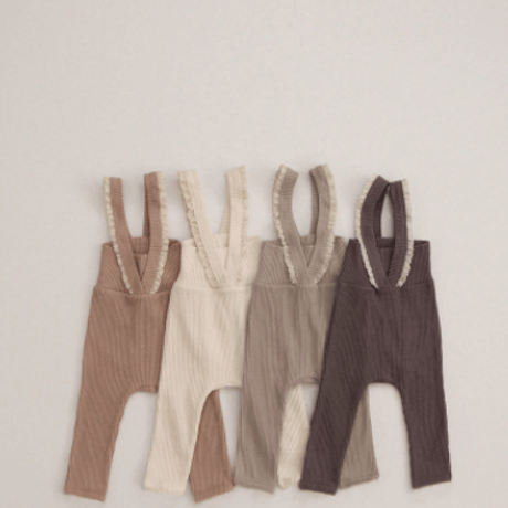 <即納あり/予約商品>フリルショルダーリブパンツ