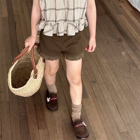 <予約商品/80㎝-130㎝>GIRLSフリルリブショートパンツ