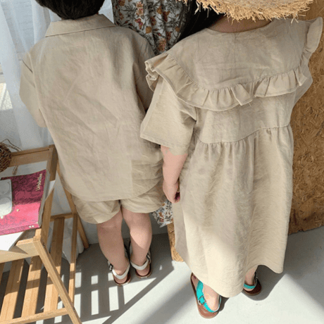 <即納/残り73㎝のみ>リネンコットンセットアップ