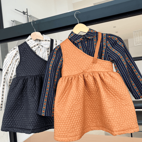 <即納/残りわずか>ワンショルダーワンピース+裏起毛花柄シャツSET
