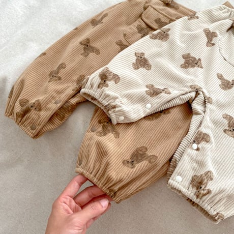 <予約商品/66㎝-100㎝>BABYくまさんコーデュロイサロペット