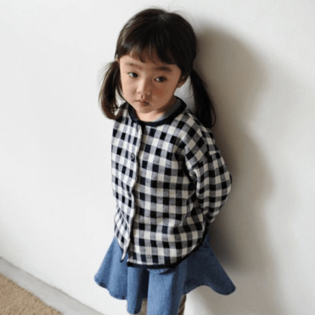 <即納/110sizeのみ>gingham cardigan