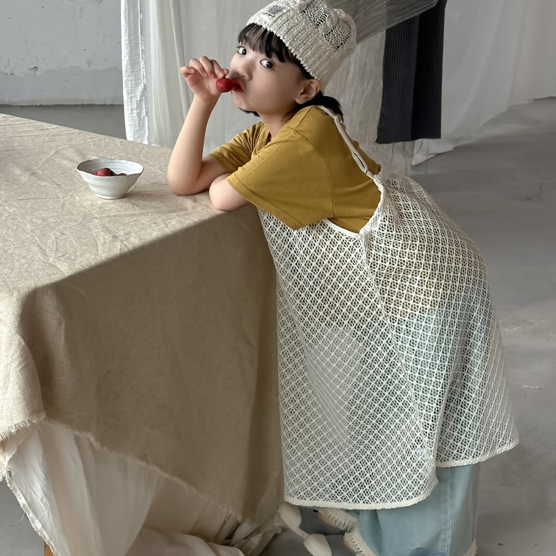 予約商品/90size～120size/単品あり>メッシュワンピース+デニム